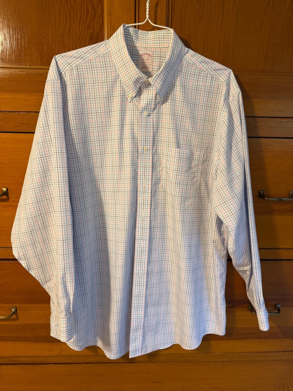 Brooks Brothers White Button-Down Plaid Dress Shirt